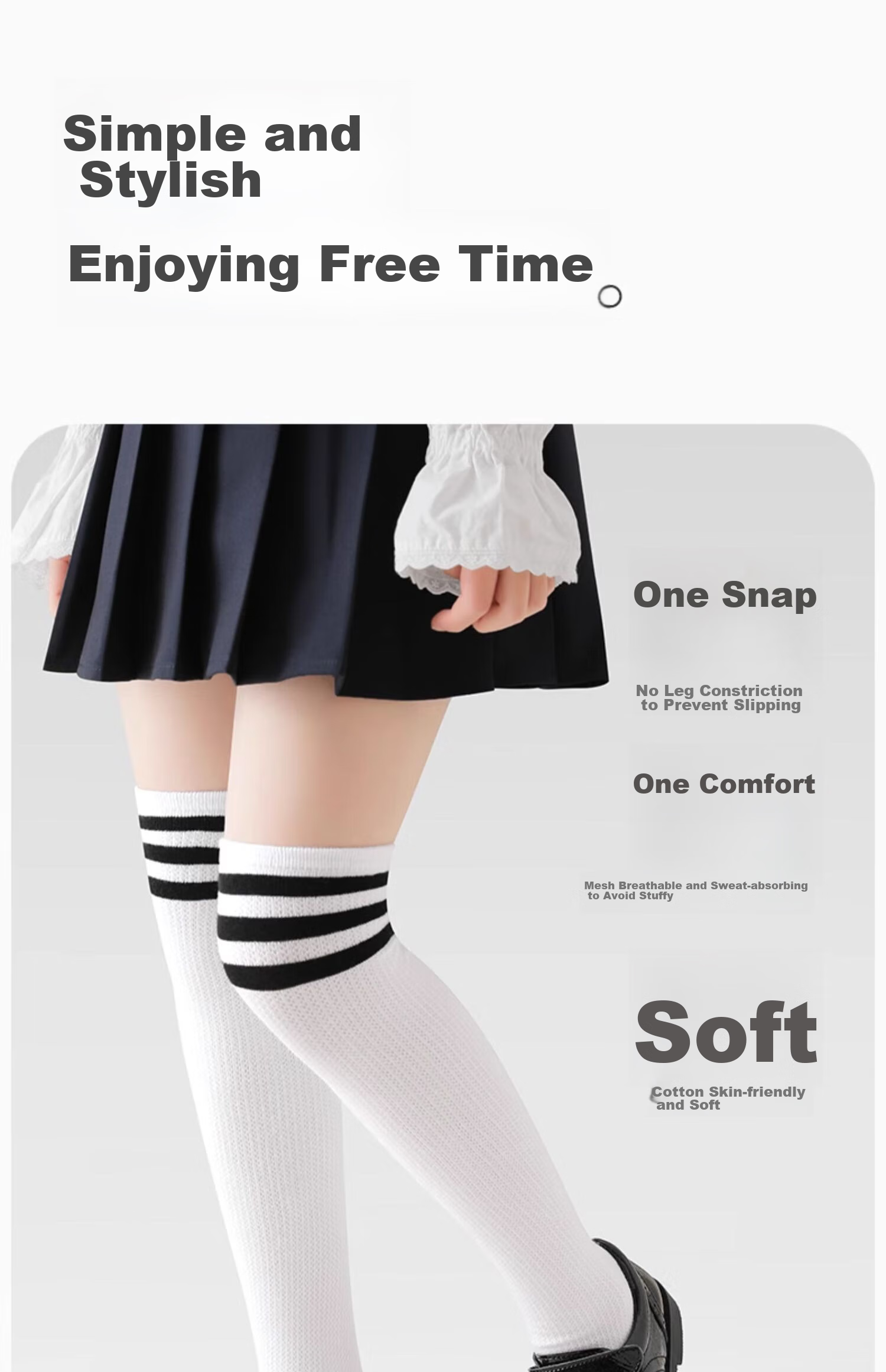 Bingxuemumian Children's Knee-High Socks for Girls, Thin Mesh Summer Style, White Over-Knee Socks for Boys, Preppy Versatile Soccer Socks 5