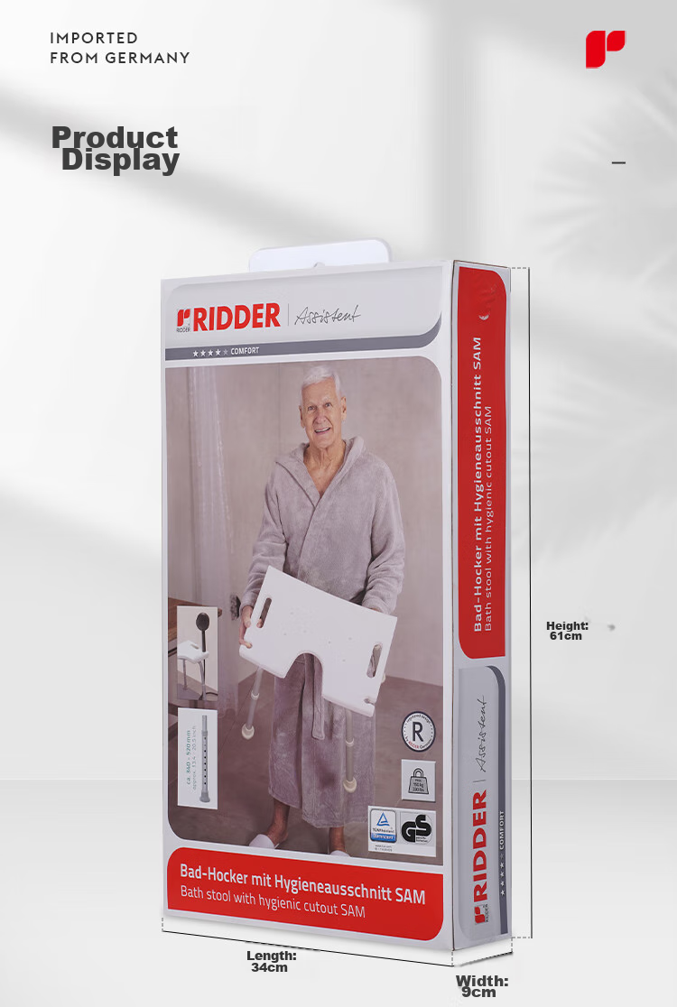 RIDDER German Imported Adjustable Height Bathroom Safety Stool, Non-Slip Bathing Stool for Elderly And Pregnant Women, Portable Step Stool 12
