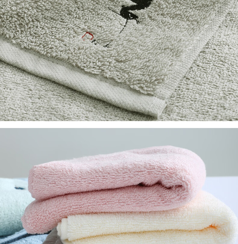 Jinhao A-Class Pure Cotton Face Towels for Children, 100% Cotton Facial Cloths, Women's Towels, Ins Embroidered, Pack of 5 14