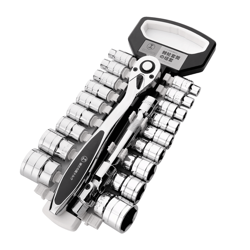 GREENER Industrial Grade 1/2 Inch Drive 24-Piece Set Ratchet Socket Wrench Set for Home Use And Auto Repair Tools Complete Kit