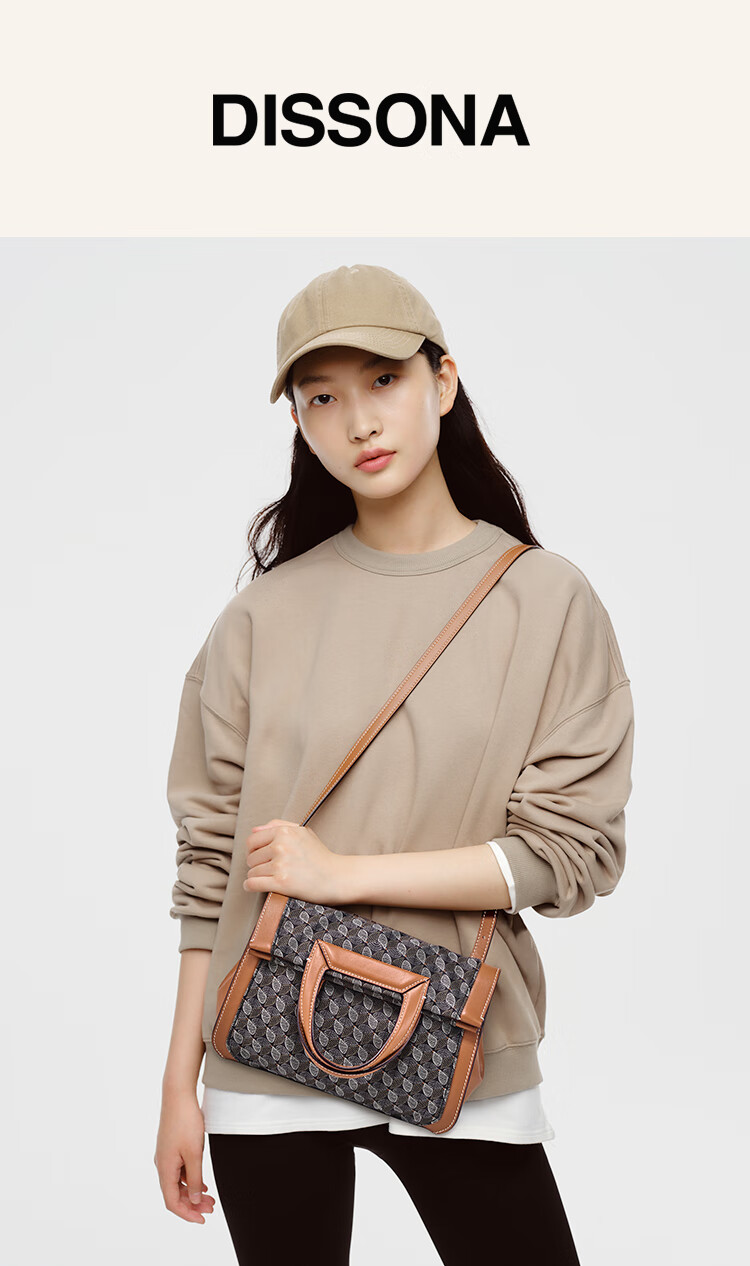 DISSONA Women's Handbag, Monogram Shoulder Bag, Tote Bag, Commuter Bag, Foldable Bag, Monogram Color 1