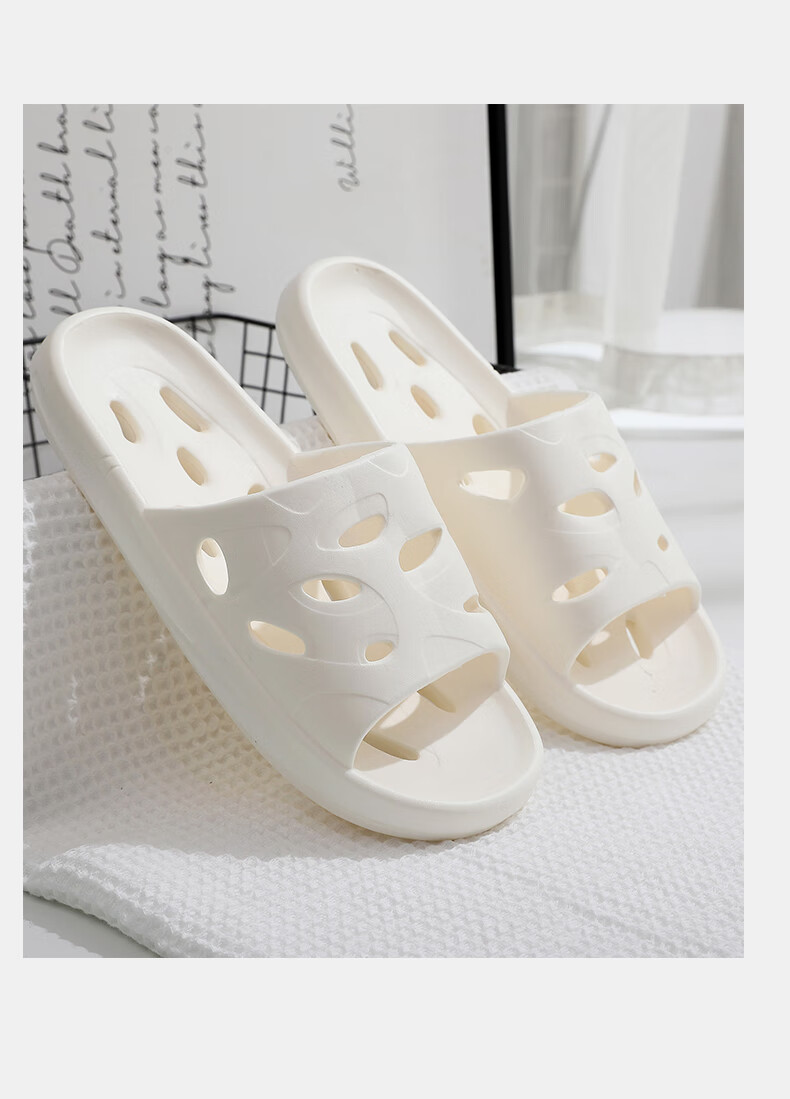 GUOLUOFEI Bathroom Slippers for Men And Women, Summer Indoor Shower Hollow Water-Draining EVA Bathroom Sandals, White, Size 40-41 10