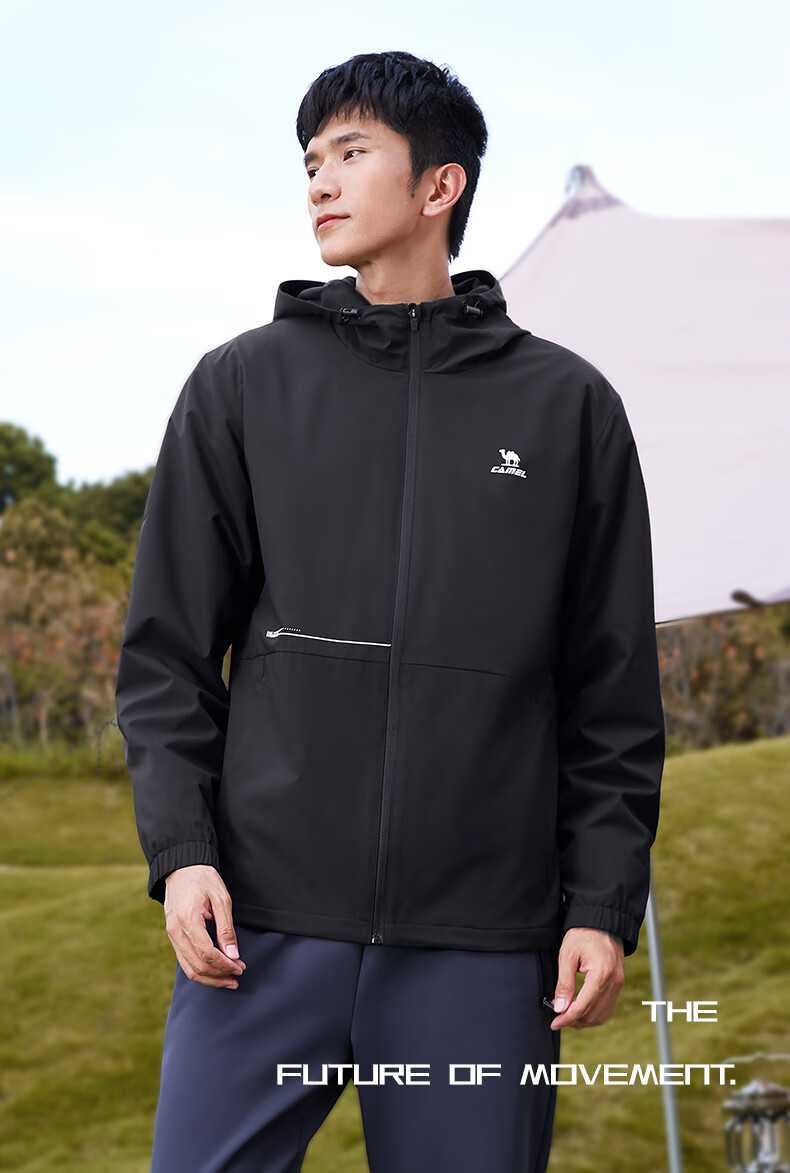 CAMEL Sports Jacket, New Style for Men And Women, Spring And Autumn Collection, Slim Fit, Fleece-Lined Casual Jacket, Outdoor Water-Repellent Hiking Wear, Windbreaker 24