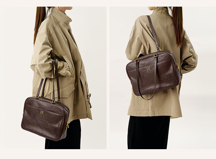 HR Handbag, Women's Bag, Vegetable Tanned Leather, Ladies' Underarm Bag, Light Luxury High-End Shoulder Commuter Bag, Women's Birthday Gift 19