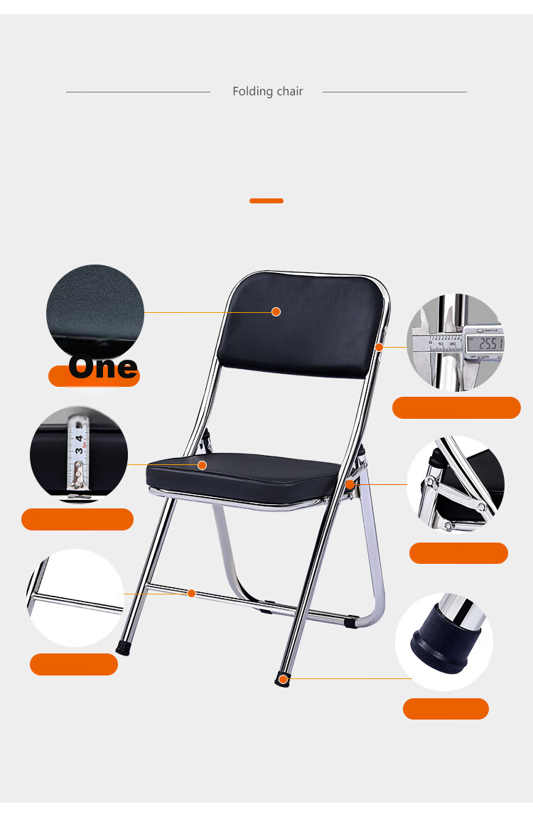 XINGKAI Folding Chair, Stool, Computer Chair, Backrest Dining Chair, Dormitory Study Chair, Office Chair XK1080 Black 15