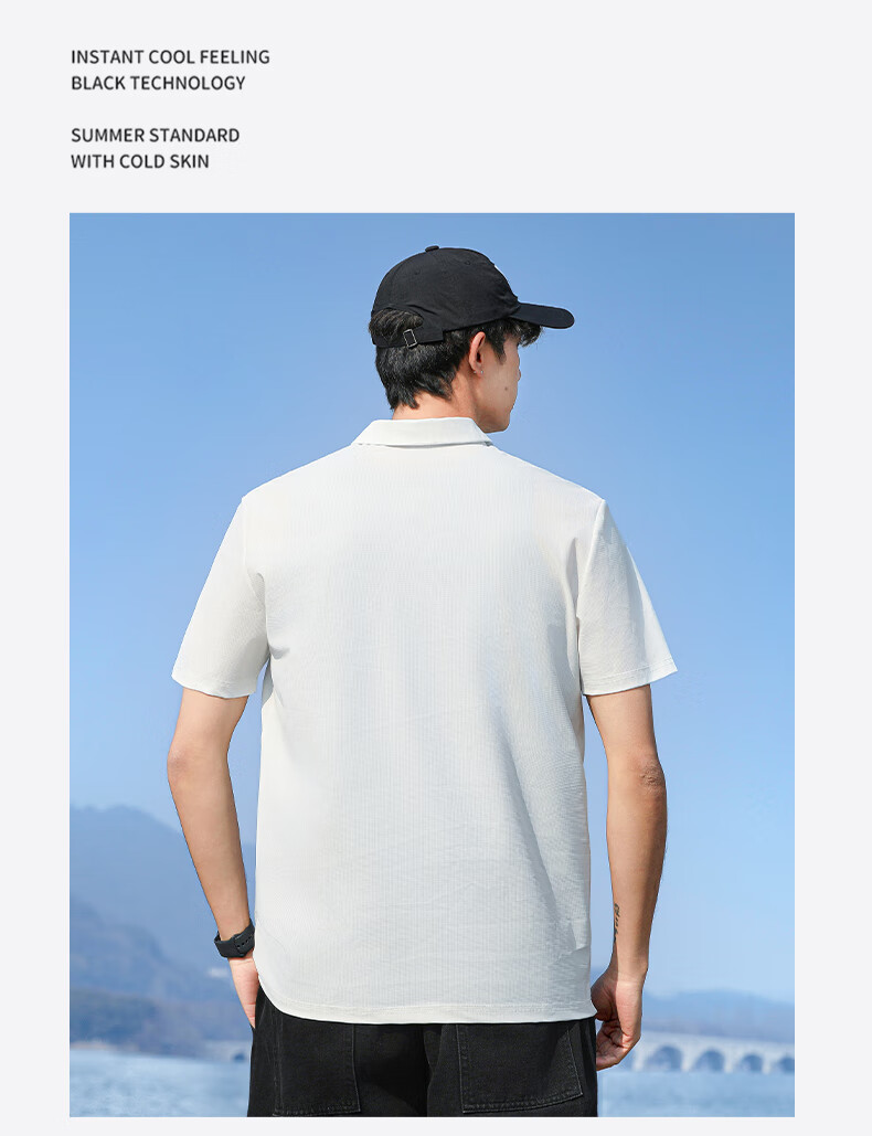Huili Polo Shirt for Men, Summer Short-Sleeve, Quick-Dry T-Shirt, Breathable Collar, Casual Menswear, Gray, XL 29