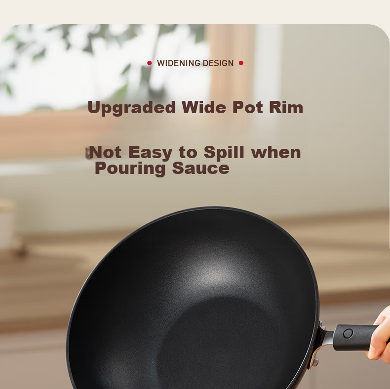 SUPOR Non-Stick Wok, Flat-Bottom Frying Pan for Stir-Fry And Steak, Low-Smoke, 28cm, Compatible with Induction And Gas Stoves 20