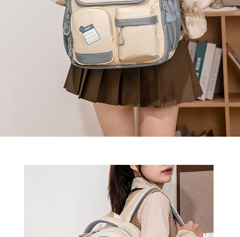 ZUONU Middle School Backpack for Girls And Boys, Lightweight Spine Protection High School Backpack with Large Capacity, Wear-Resistant And Tear-Resistant Travel Backpack Rice Dumpling Color 7