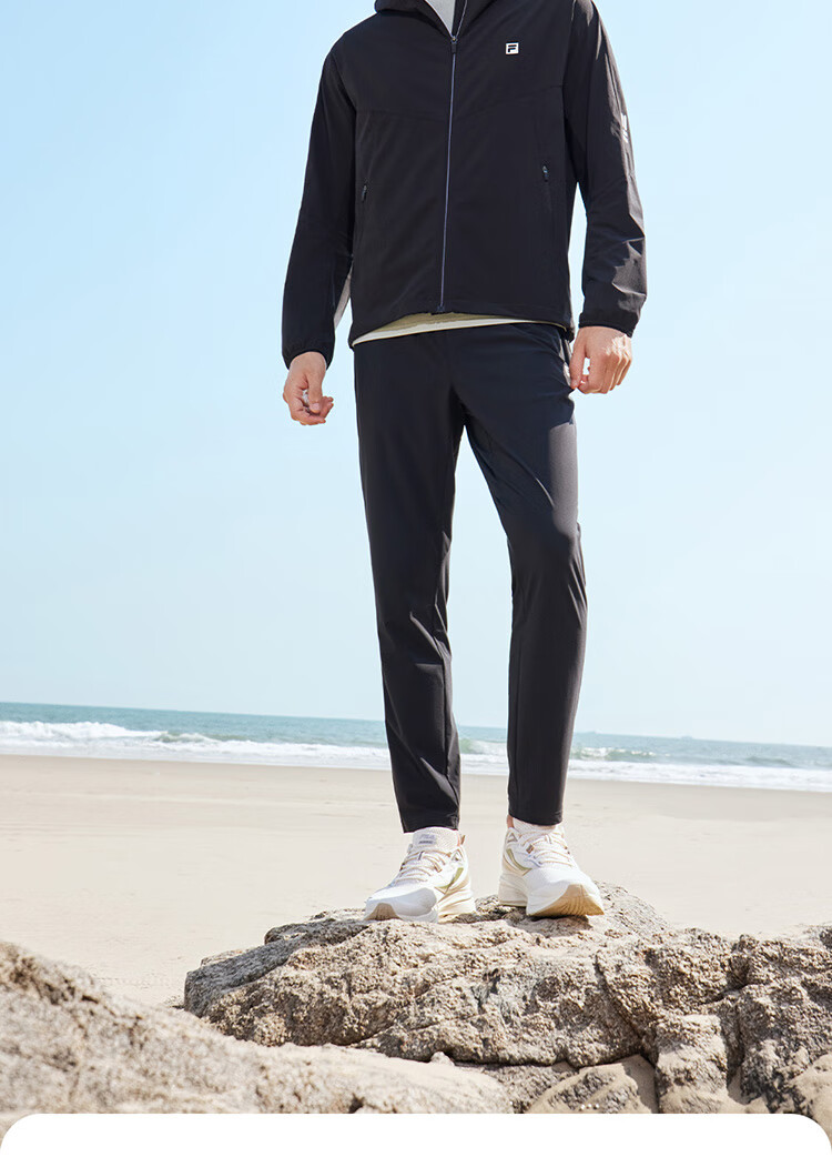 FILA Official Men's Knitted Pants, Summer Basic Simple Straight-Leg Sports Fitness Trousers 11