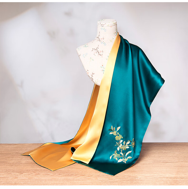 Zhijinlou Suzhou Embroidery Silk Scarf for Women, Chinese Style Business Gift, Mulberry Silk Handmade Embroidered Scarf, Bookmark Pen Set, Birthday Present 15