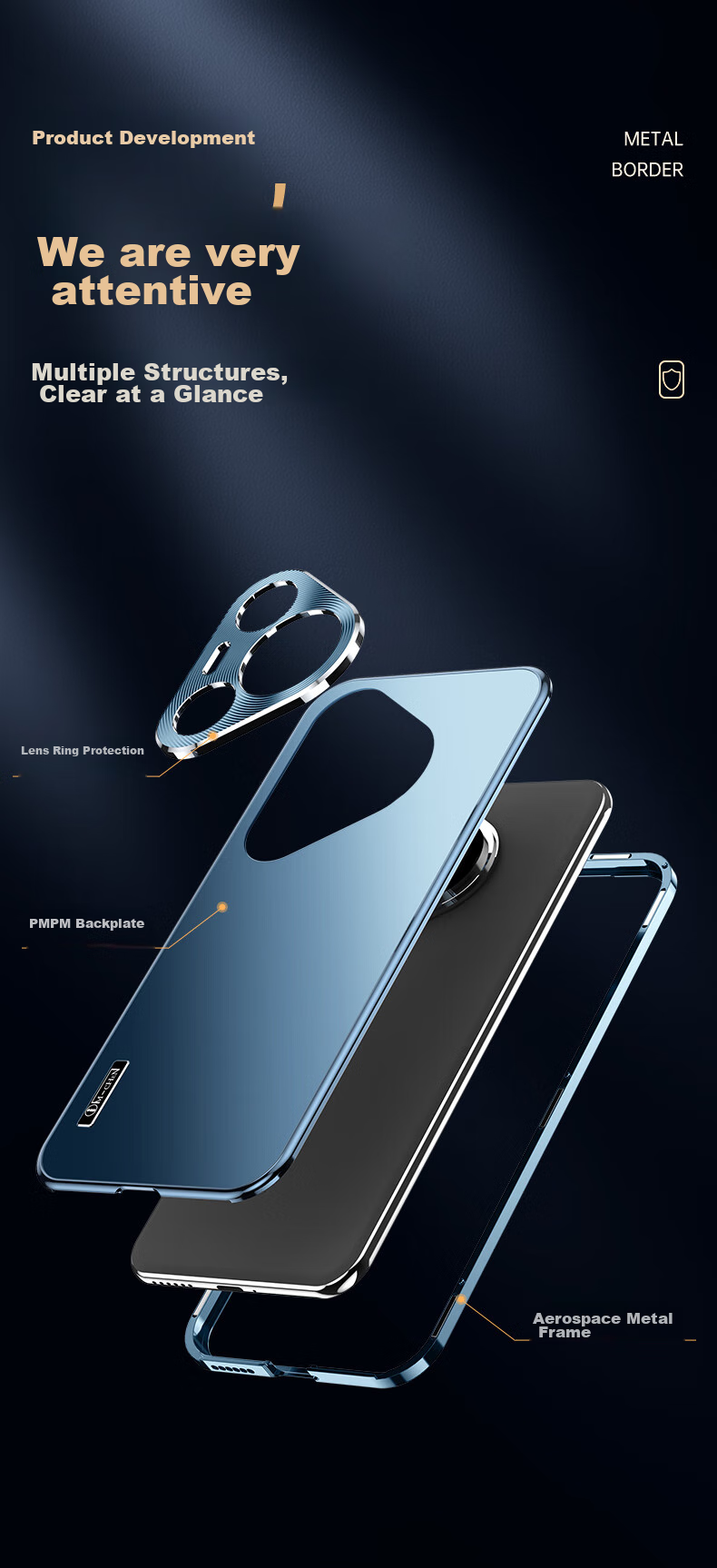 IM-CHEN [Metal Magnetic] Phone Case for Huawei Pura 70 Pro, Pura 70 PRO+ Protective Cover, Aluminum Alloy Lens Ring, Frosted Business Full Protection Shockproof - Mysterious Black 17