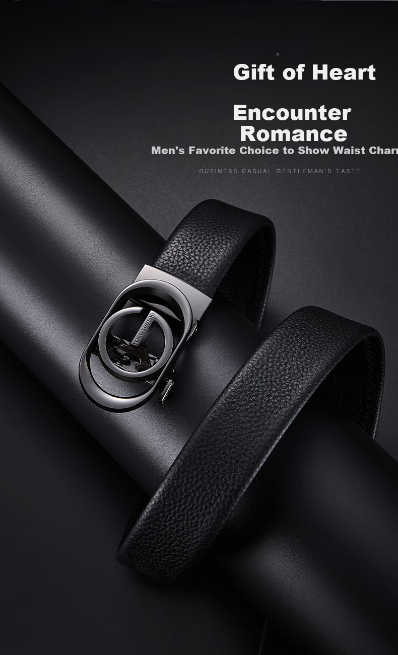POLOMEISDO Men's Genuine Leather Belt with Automatic Buckle, Gift Box Set, Self-Operated Birthday Present for Boyfriend, Husband, Father, Practical Gift 7