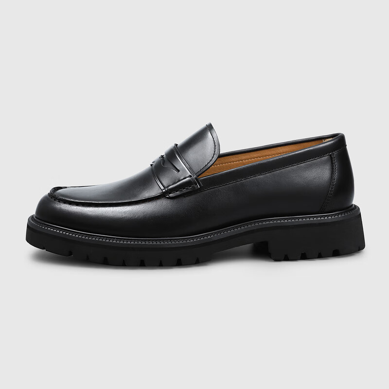 Goldlion Men's Slip-On Leather Shoes with Top-Grain Leather And Height-Increasing Soles, Business Casual Wedding Shoes, Thick-Soled Slip-Ons for Me