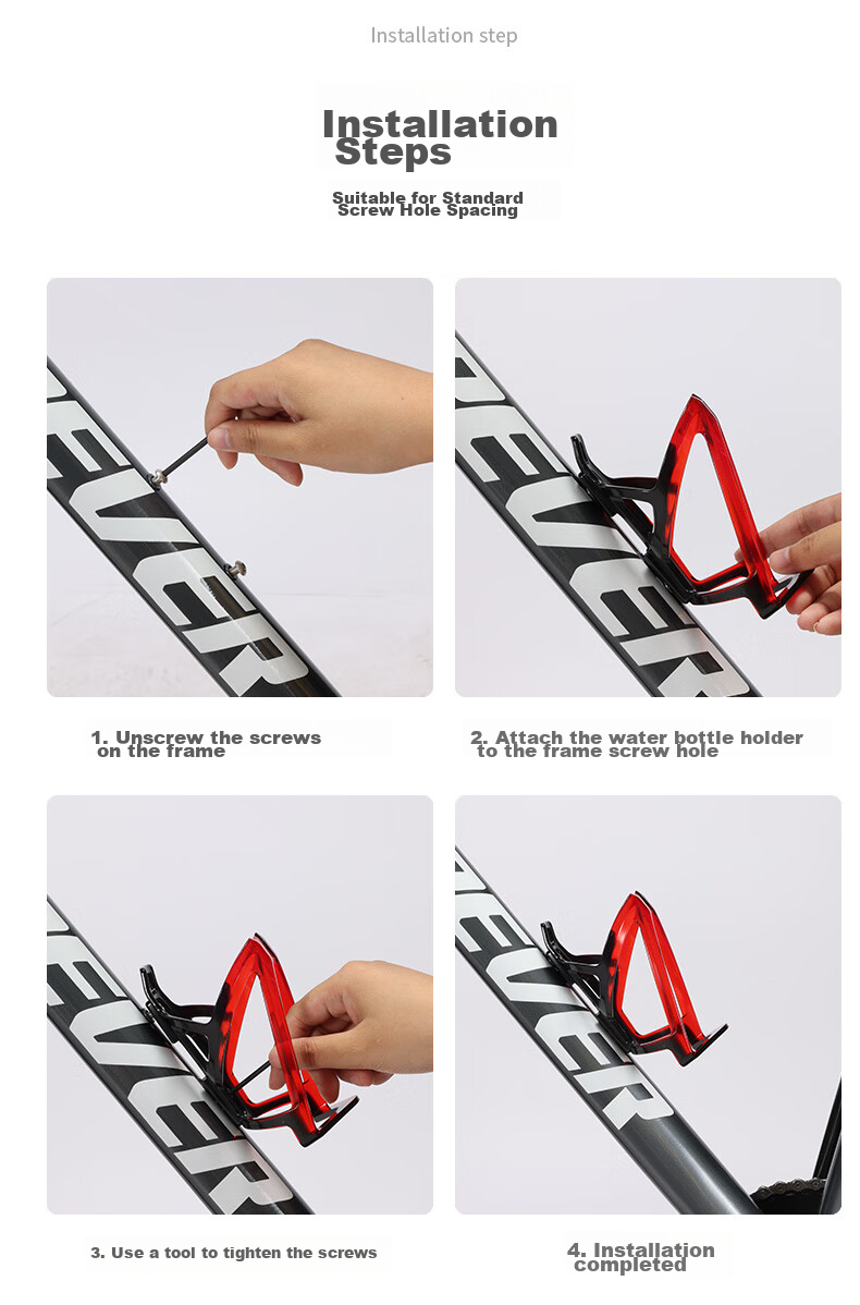 FOREVER Colorful Water Bottle Cage for Mountain Bike, Road Bike, And Folding Bike Universal Cycling Water Bottle Holder Cycling Accessory Equipment Black And Red 11
