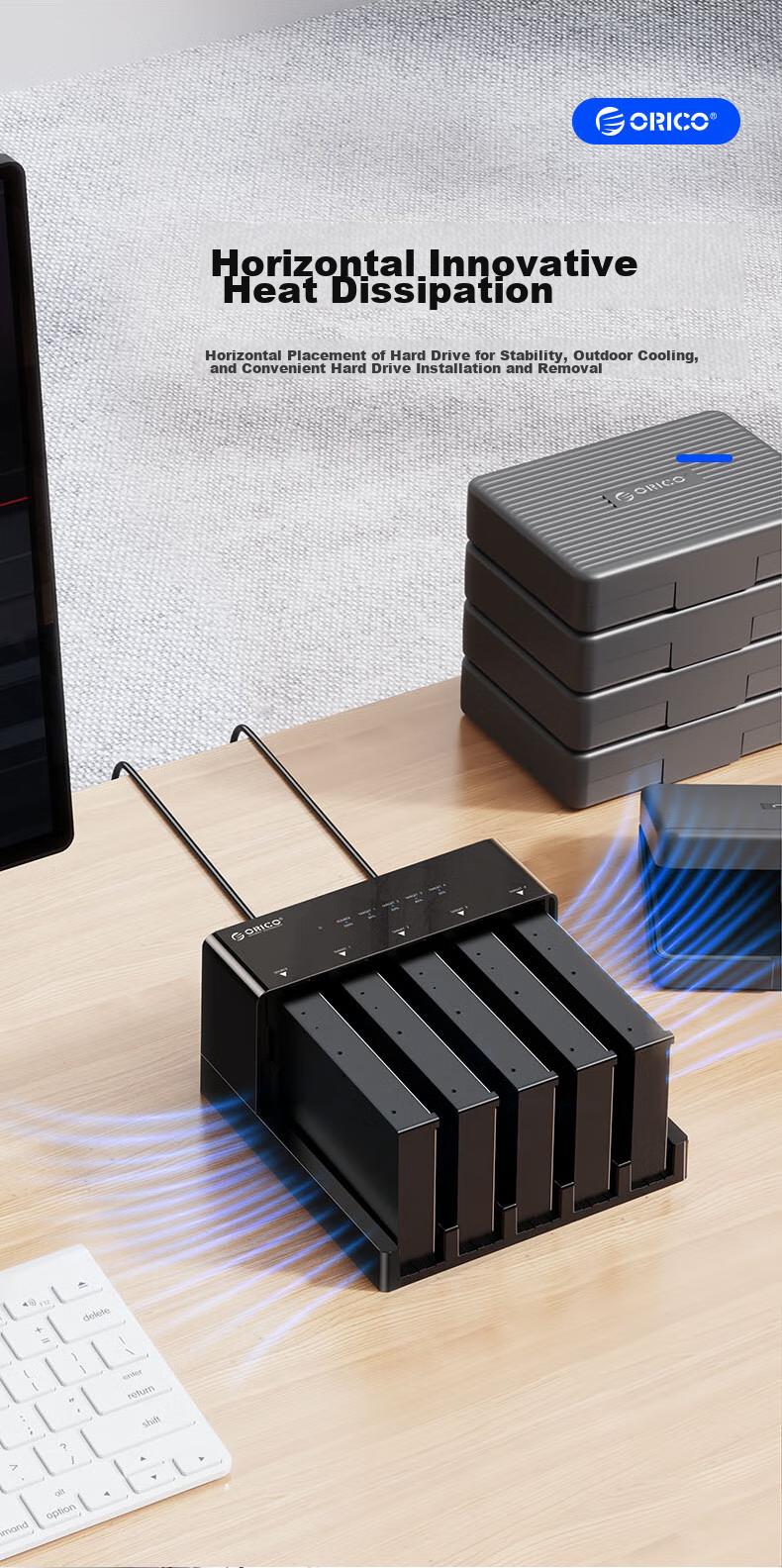 ORICO External Hard Drive Dock USB3.0 Offline Copying 2.5/3.5 Inch SATA/SSD Solid State Mechanical Hard Drive External Dual-Bay Cloning Machine 6528US3-C 8