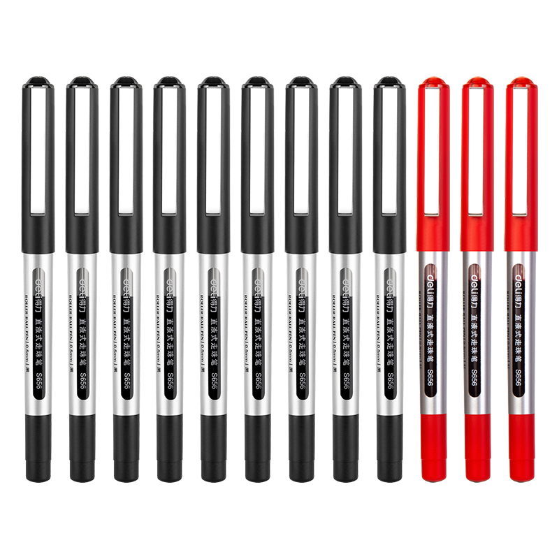Deli Gel Pen, 0.5mm Bullet Tip, Ballpoint Pen, Rollerball Pen, Ink Pen, 25 Black And 5 Red, 30 Pens/box, 33988