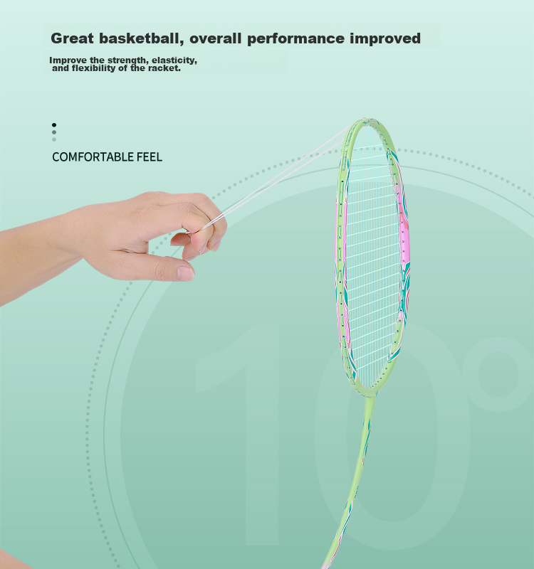 Yodiman Badminton Racket, Full Carbon Ultra-Light 8U Training Racket, Single Racket in Fresh Green (Pre-Strung 25 Lbs) 9