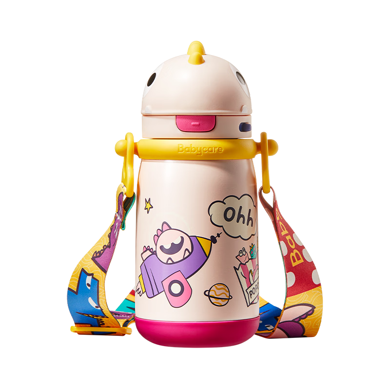 Babycare Children's Insulated Cup with Straw, Baby Water Bottle, Stainless Steel Thermos Cup for School, 450ml - New And Old Models Mixed Delivery
