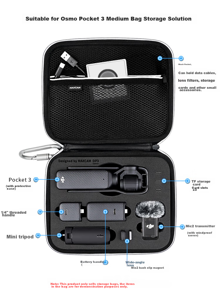 MAXCAM Suitable for DJI Osmo Pocket 3 Camera Storage Case, Protective Box, Portable Handheld Accessory, Travel Bag, Hard Shell, Shockproof, Pressure-Resistant, Splash-Proof 3