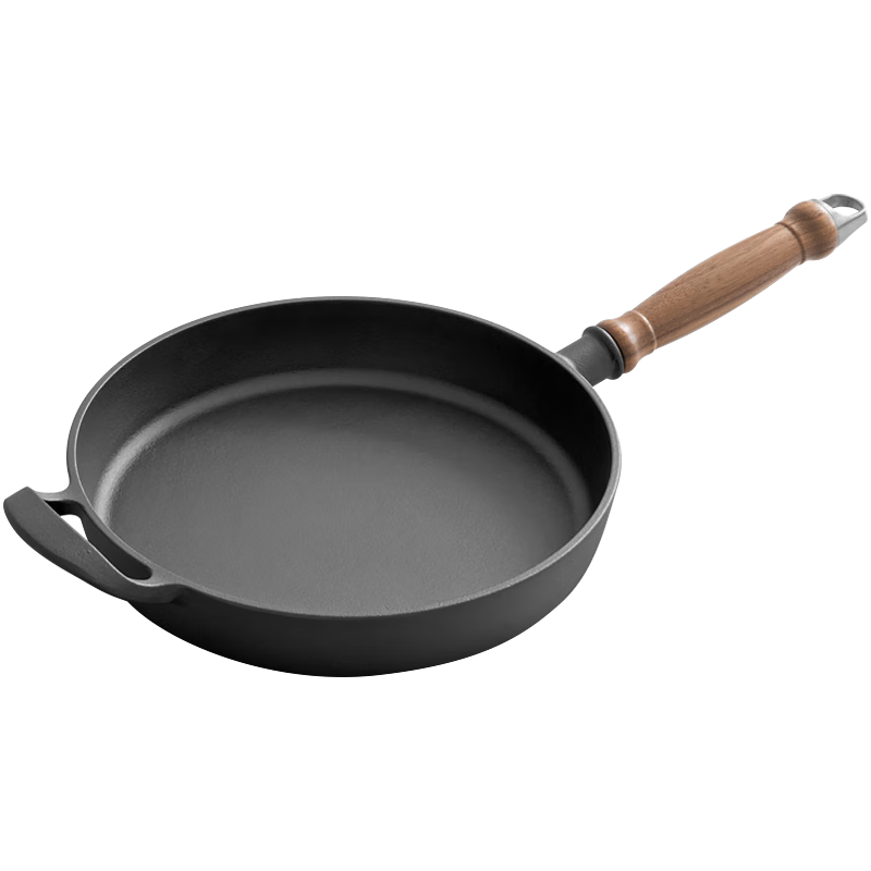 Dianjiang Non-Coated Cast Iron Frying Pan, Flat Bottom Skillet, Pancake Griddle, Induction Cooker Compatible, 28cm Steak Griddle, Pan-Fried Bun Iron Pa
