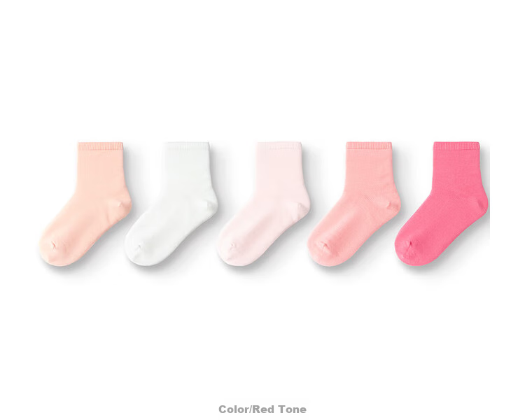 BALABALA Children's Socks, Spring And Autumn, Boys And Girls Cotton Socks, Solid Color Baby Toddler Mid-Calf Socks, Five Pairs Pack, 208924172205 14