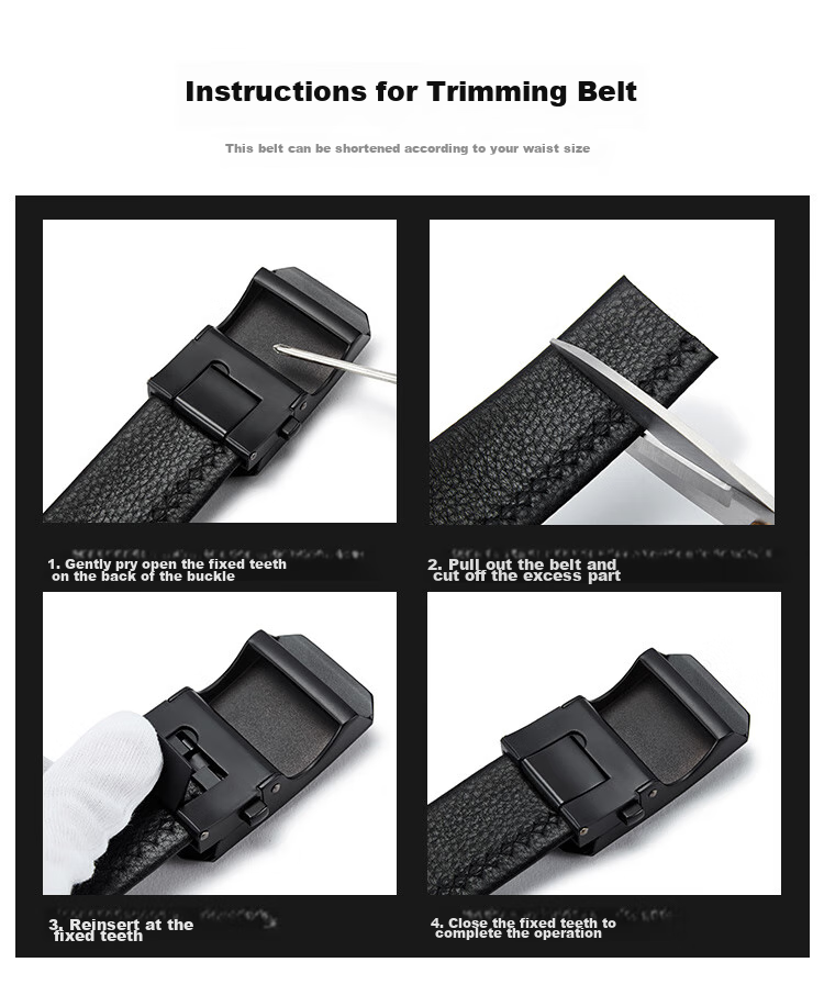 BOSTANTEN BOSTANTEN Men's Leather Belt with Automatic Buckle, Trendy Formal Waistband, Birthday Gift 9