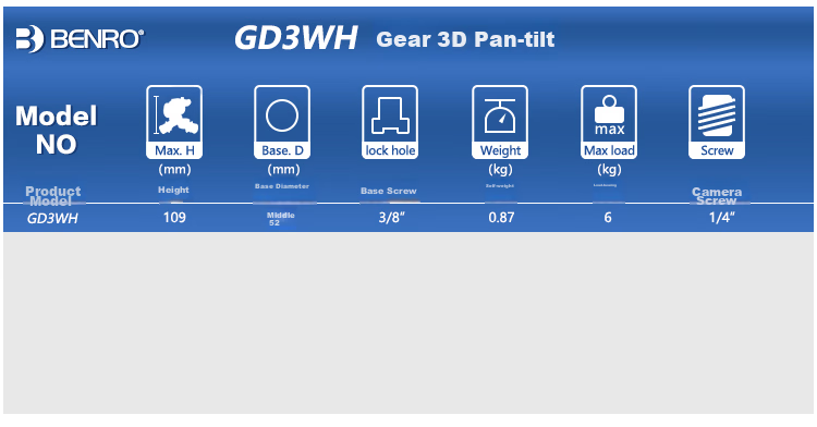 Benro GD3WHK Three-Dimensional Gear Head for Mirrorless And DSLR Cameras, Architectural Starry Sky Low-Angle Panoramic Macro Photography And Videography Tripod 4