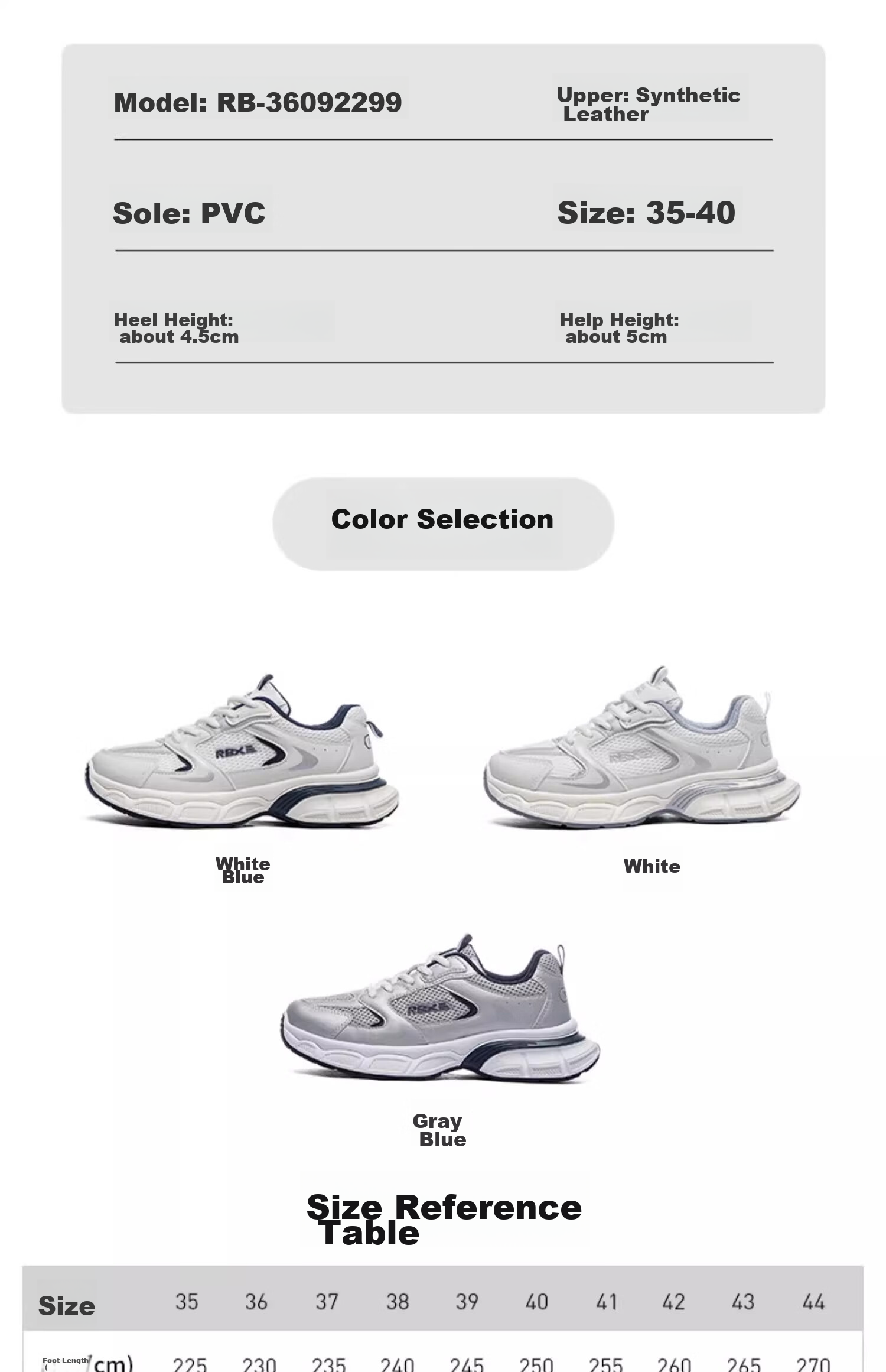 RENBEN Women's Chunky Sneakers, Platform Shoes for Height Increase, Versatile Sports Shoes for Autum 8