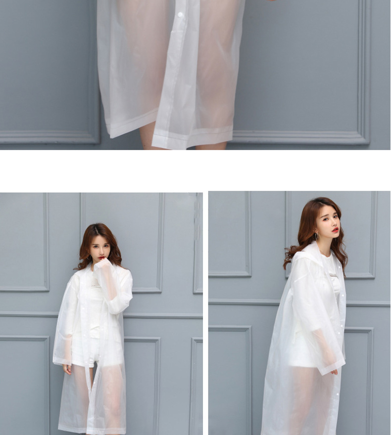 BWNK Semi-Transparent Frosted Adult Raincoat Poncho, Long Style with Hood for Men And Women, Non-Disposable Thickened Rainwear 10