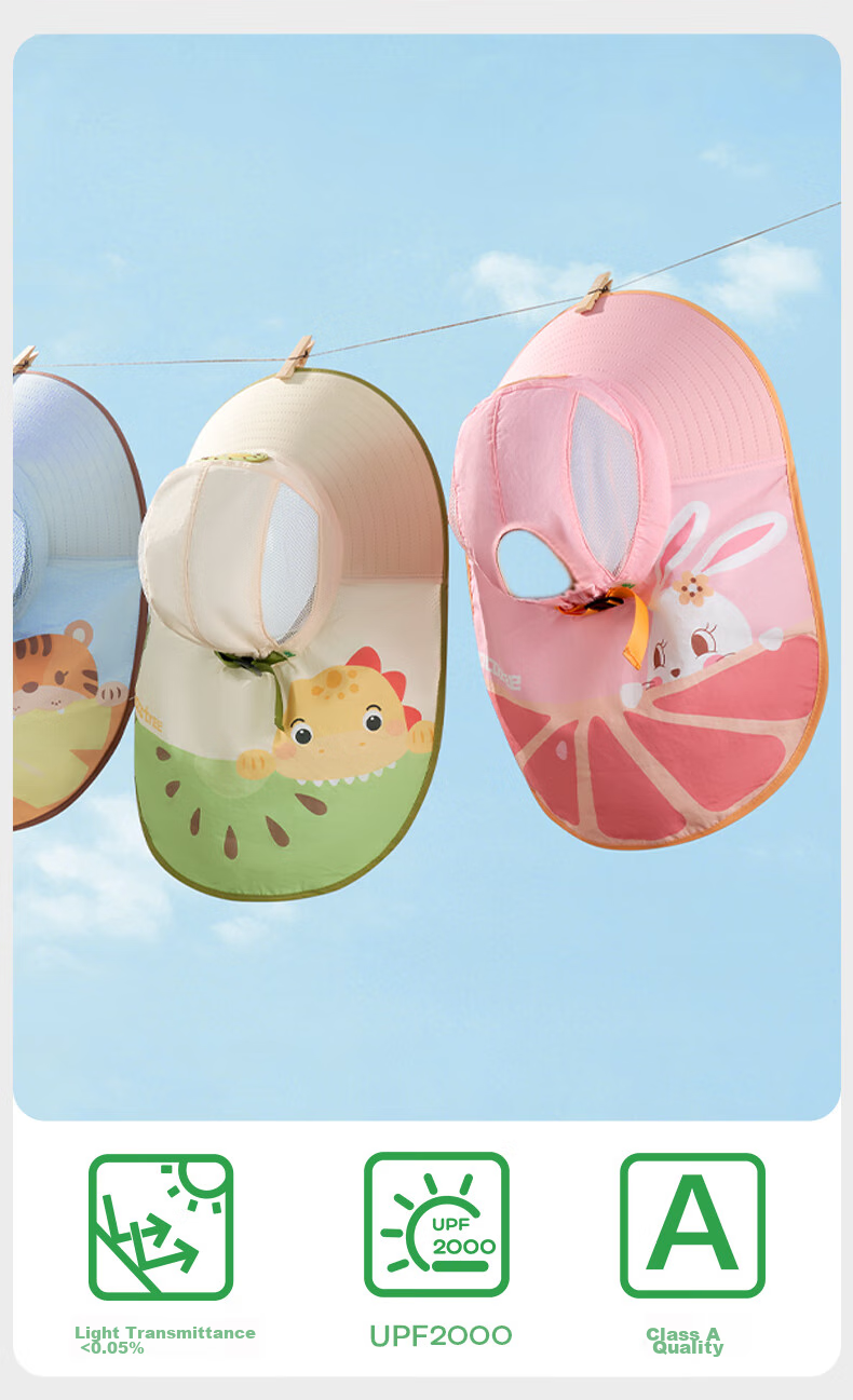 Kocotreekk Kids Sun Protection Hat Large Brim Summer Baby Sunshade Hat Boys Girls UV Protection Beach Hat 9