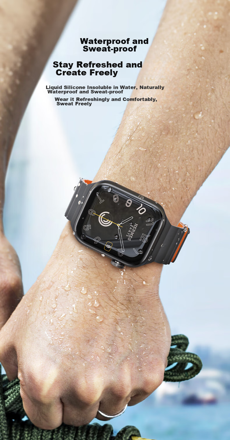 CangHua Compatible with Apple Watch S12 Band, Suitable for Apple Watch S11/S10 Silicone Magnetic Strap, IWatch S9/SE3/Ultra4/3 Loop Sports Band, Starlight with Orange 10