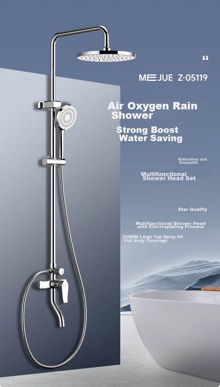 MEJUE Shower Set, High-Pressure Shower Head, Hot And Cold Brass Faucet with Mixing Valve, Bright Silver Z-5119 1