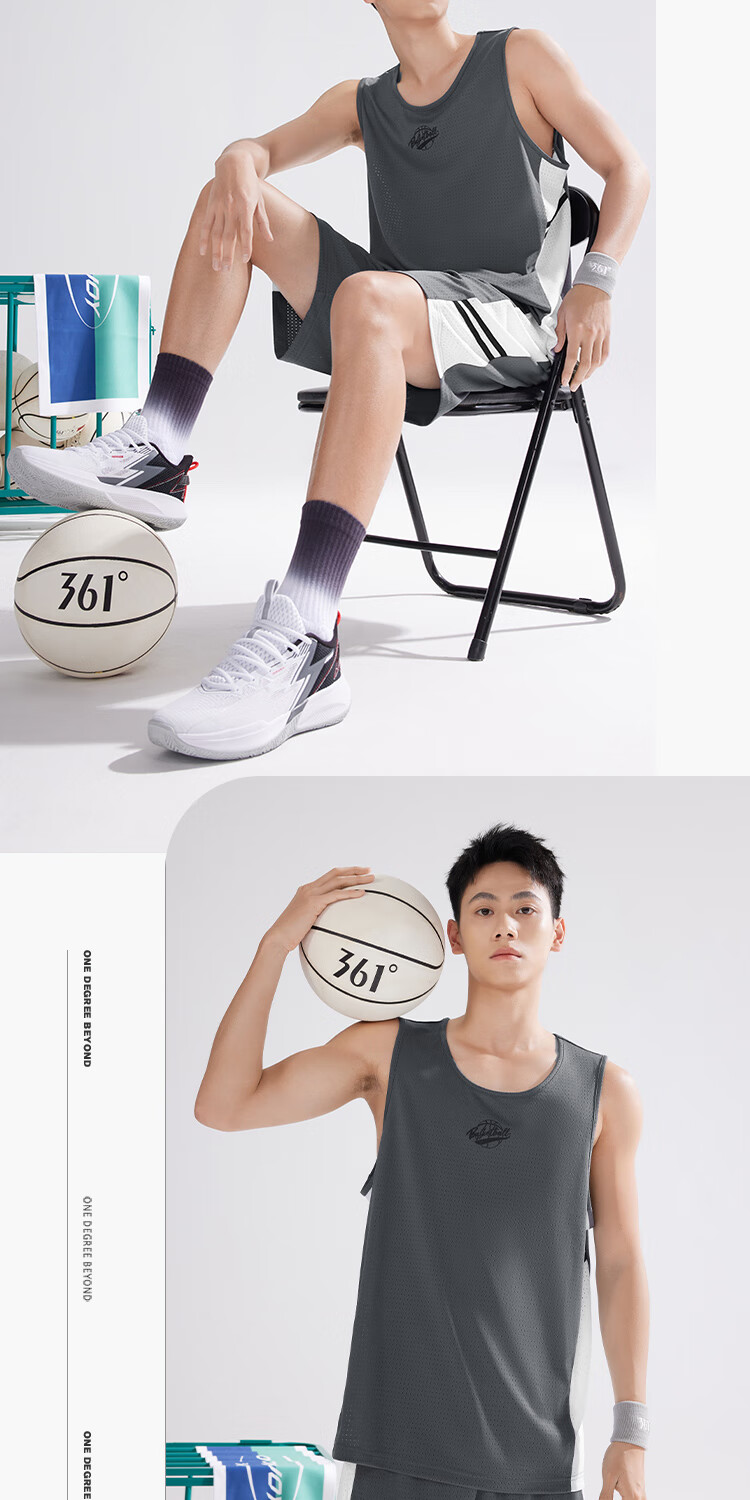 361° Men's Summer Sports Set Quick-Dry Basketball Running Fitness Jersey Vest and Shorts Two-Piece Set 652621901-2 9