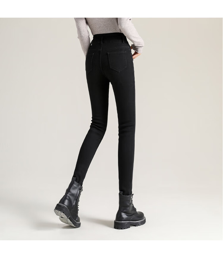 Jeanswest Women's Jeans, Spring And Summer Cotton Stretch Skinny Pants, Soft High-Waist Slimming Tummy Control Buttocks-Lifting Black Pants, Size 30 18