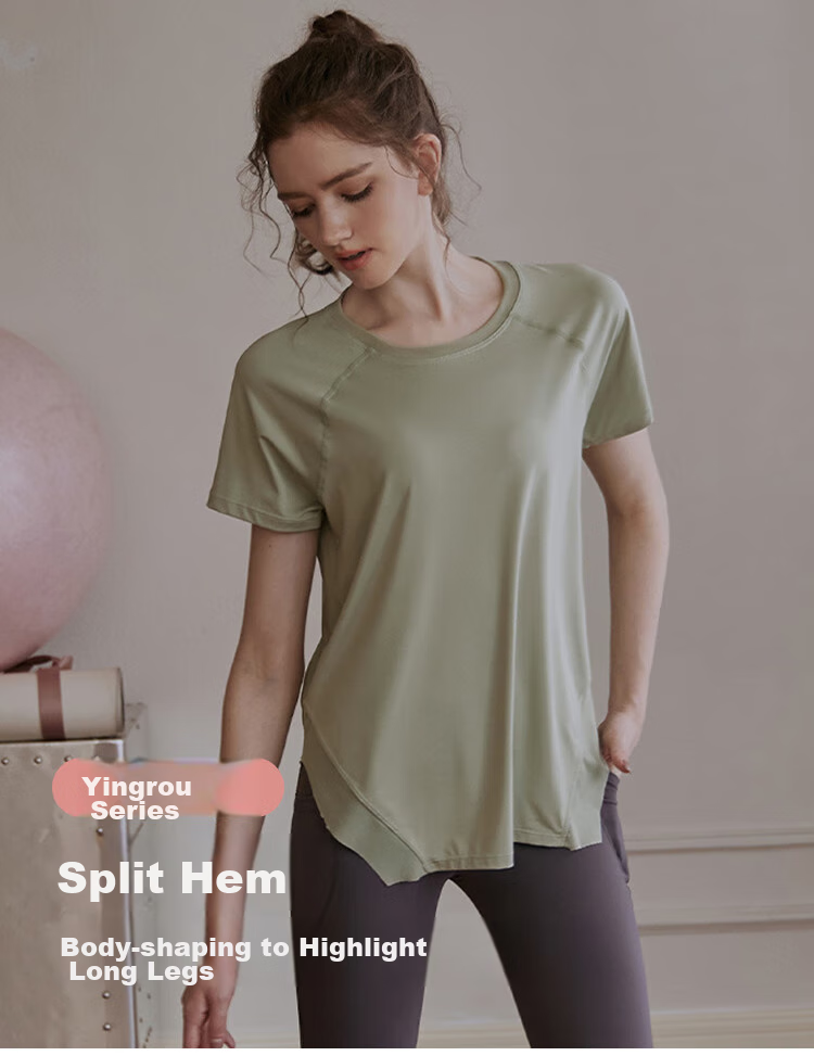 XUEXIMAN Yoga Top for Women, Loose-Fitting Sports Short-Sleeve T-Shirt, Quick-Drying Breathable Professional Yoga Fitness Pilates Top 1