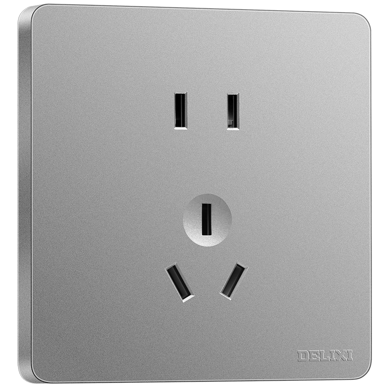 DELIXI Socket Panel, CD821 Series, 10A Standard Five-Hole Socket, Starlight Silver Large Panel