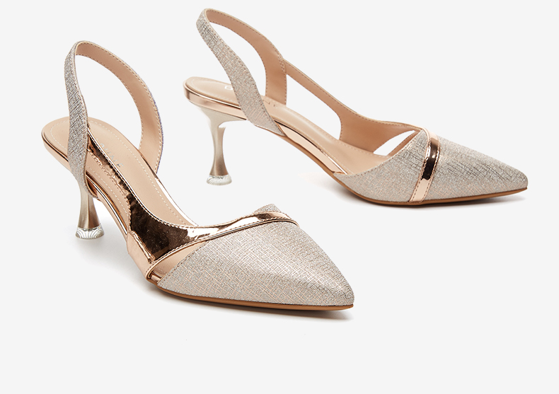 DAPHNE Women's Sandals, Fashionable And Elegant Thin Heel High Heels, Sexy Princess Style, Backless Versatile Women's Shoes, Single Shoes for Women 4622303011, Champagne Color, Size 36 28