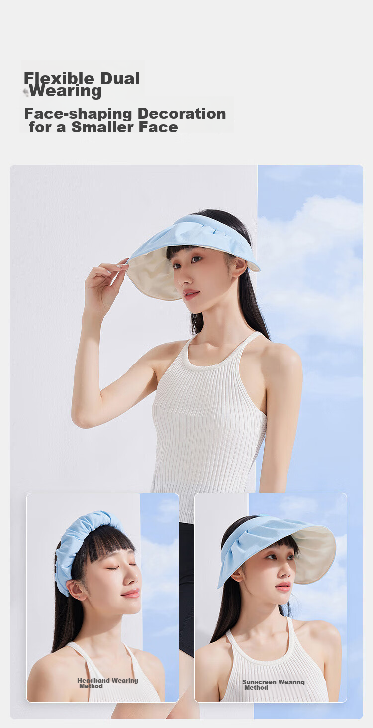 JD Original Portable Shell Sun Hat, Women's Summer Casual Sun Protection Cap, Blue/black Rubber 6
