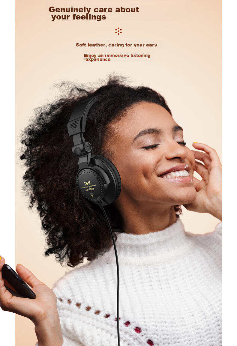 ISK MDH8500 Professional Over-Ear Monitoring Headphones, Comfortable Full-Enclosed Cavity Design, Gaming Headphones for Computer And Mobile Phones, Sound Card, Karaoke Recording And Gaming Music 3