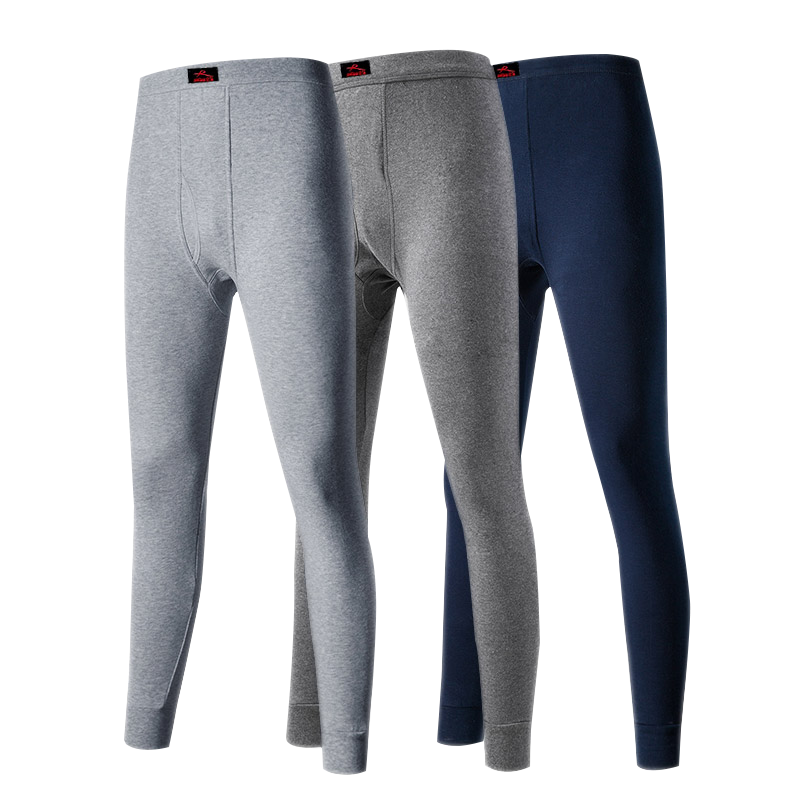 LangSha Men's Thermal Wool Knee-Protecting Fleece-Lined Thickened Cotton Pants Autumn Winter Navy Blue