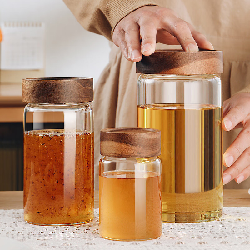 CRISTALGLASS Glass Storage Jar for Coffee, Tea, Honey, Candy, Snacks, Kitchen Dry Goods, Grains And Seeds Storage Container 500ml