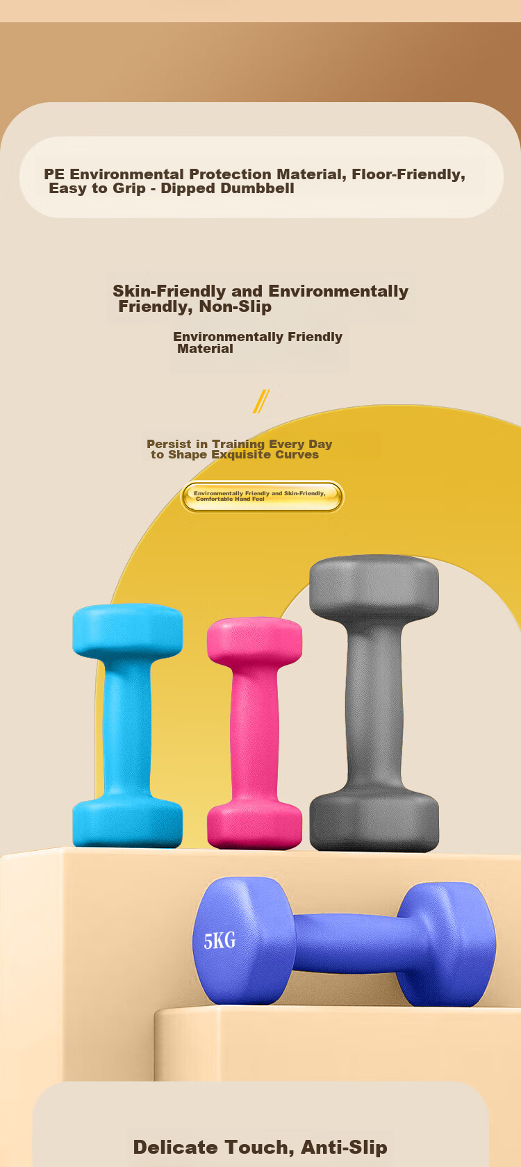 Chengyue Color-Coated Dumbbells for Men And Women, Home Fitness Shaping Equipment Set, 4kg*2 Light Blue CY-529 4
