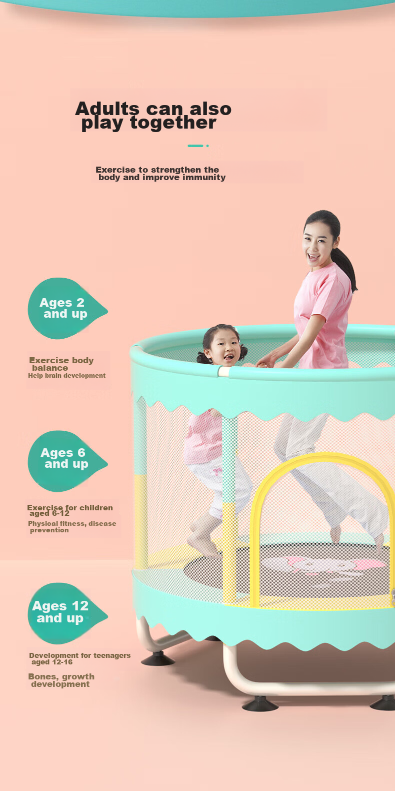Mdikawe Indoor Trampoline for Home Use, Bouncy Bed Toy for Infants And Children Aged 1-2 Years Old, New Year And Birthday Gift 5