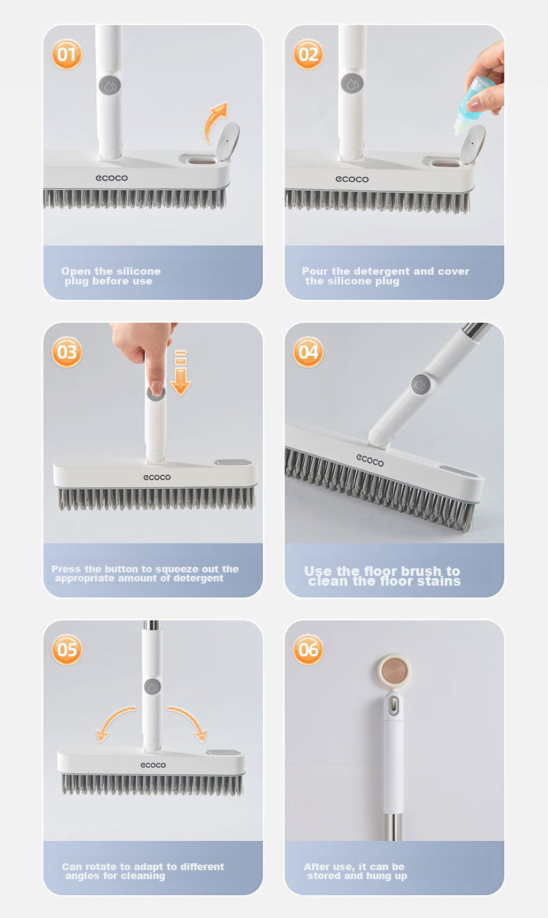 Ecoco Bathroom Floor Scrubber, Toilet Cleaning Brush, Gap Floor Brush, Long Handle V-Shaped E23143 25