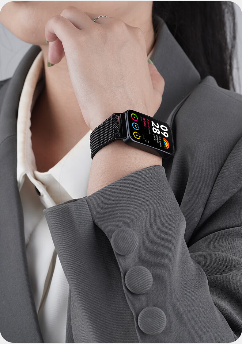 Watchbond Redmi Watch 6 Strap, Xiaomi Band 9 Pro 22mm Stainless Steel Magnetic, Breathable And Sweat-Wicking Milanese Sports Wristband 9