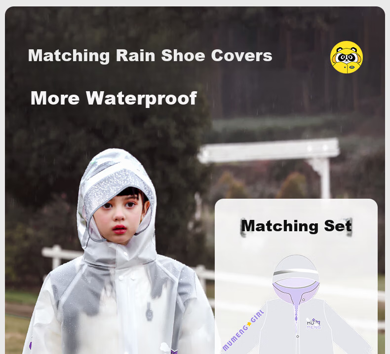 Moremerry Children's Raincoat for Boys And Girls, School Rainwear with Backpack Space, Kindergarten Poncho 14