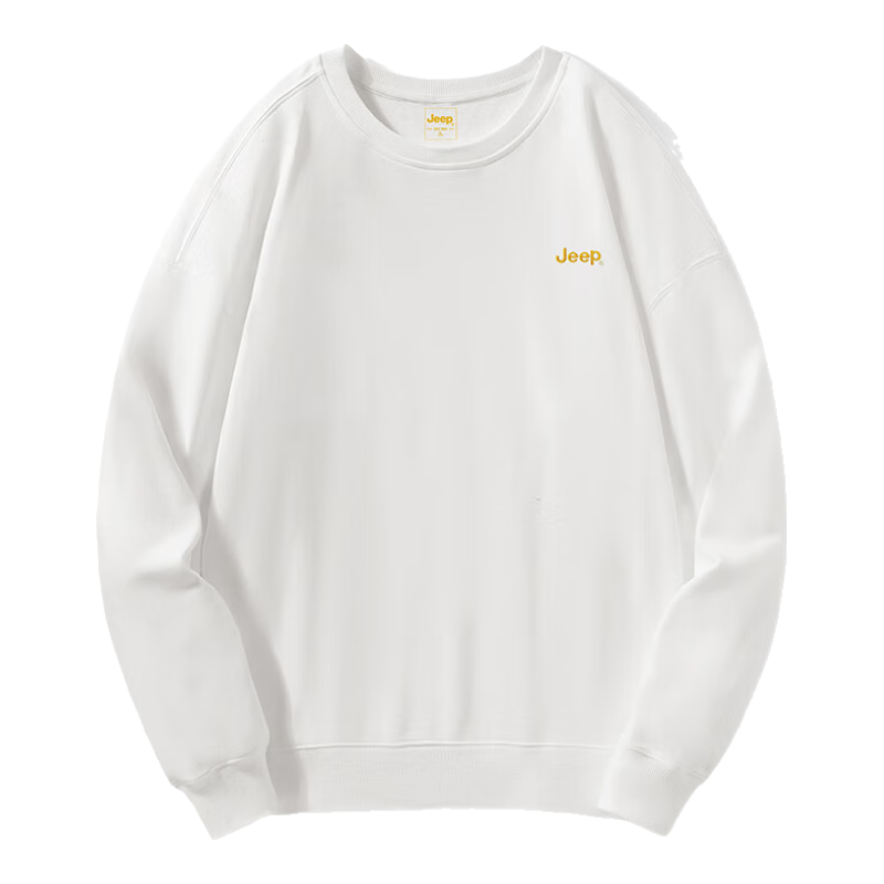 JEEP Sweatshirt for Men, Round Neck Embroidered Long-Sleeve T-Shirt, Loose Casual Sportswear, Men's Clothing 101, Black, M
