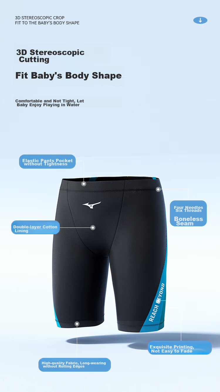 MIZUNO Children's Swimming Trunks for Boys And Teenagers, Professional Training Swimwear, Quick-Drying Breathable Long Five-Point Shorts B422 Green 160 3