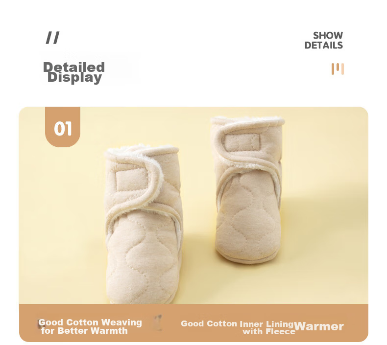 LAXIALIYA Baby Shoes Autumn Winter Infant Shoes Winter Fleece-Lined Shoes Socks Pre-Walking Shoes Newborn 0-6 Months Soft-Soled Cotton Shoes for Going Out 9
