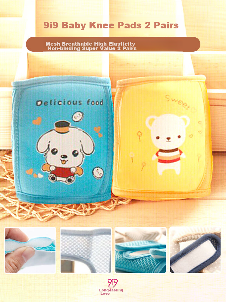 9i9 Baby Knee Pads Crawling Anti-Fall Elbow Guards Breathable Mesh Non-Slip Toddler Walking Protection 2 Pairs A99 1